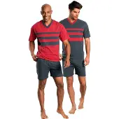 Le jogger Pijama corto gris oscuro / rojo