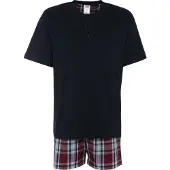 H.I.S. Pijama corto navy / burdeos / blanco