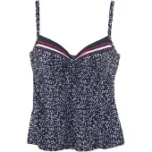 LASCANA Top de tankini navy / arándano / blanco
