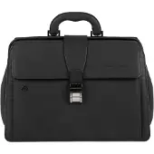 Piquadro Black Square Maletín Piel natural 37 cm negro