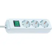 Brennenstuhl Regleta de enchufes Eco-Line, con interruptor, 3 enchufes, color blanco, cable de 5 metros, H05VV-F 3G1,5, modelo 1152920