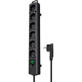 Brennenstuhl 1153300100, regleta estándar de 6 enchufes, línea Comfort, color negro, 2 metros