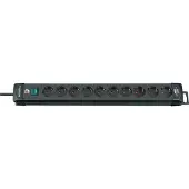 Brennenstuhl Regleta de enchufes Premium-Line, 10 enchufes, color negro, cable de 3 metros, tipo H05VV-F, 3G1,5, referencia 1951100100