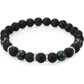 True Rebels Pulsera esmeralda / negro / plata