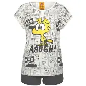 Peanuts Pijama de pantalón corto amarillo / gris / blanco