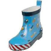 Playshoes Botas de lluvia 'Baustelle' navy / azul claro / rojo / blanco