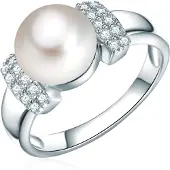 Valero Pearls Anillo plata / blanco perla