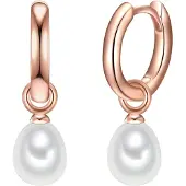 Valero Pearls Pendientes oro rosa / blanco perla