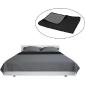 vidaXL : Manta de cama reversible, acolchada, 170 x 210 cm, gris y