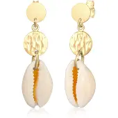 Elli Pendientes 'Muschel' champán / oro
