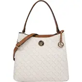 L.credi Bolso de hombro 'Filiberta' marrón claro / gris oscuro / blanco