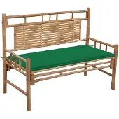 vidaXL Banco de jardín con cojín, 120 cm, bambú