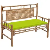 vidaXL Banco de jardín con cojín, 120 cm, bambú