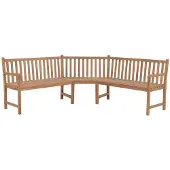 vidaXL Banco de jardín esquinero, 185x185x90 cm, teca