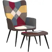 vidaXL Sillón reclinable con reposapiés, diseño patchwork, tapizado en tela