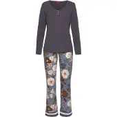 s.Oliver Pijama crema / azul ahumado / azul oscuro / naranja