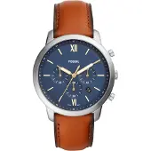 Fossil Reloj analógico 'FS5453' azul / cognac / plata