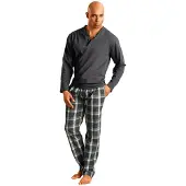 H.I.S. Pijama largo gris / verde