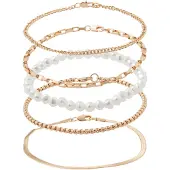 About You Pulsera 'Sandra' oro / blanco perla