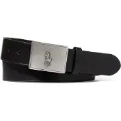 Ralph Lauren para hombre. 405691693001 Cinturón de piel con hebilla de placa con caballo negro (38), Casual, Clásico,