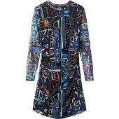 Desigual , Vestido corto slim tul, Poliester, Negro, L