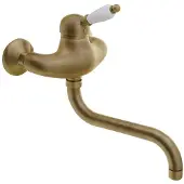 Hak Sapho KIRKÉ: Grifo de pared, palanca blanca, bronce