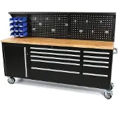 OEM Carro de herramientas con pared trasera 215 cm, negro