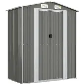 vidaXL . Cobertizo para herramientas, gris claro, 192x108x223 cm, acero galvanizado