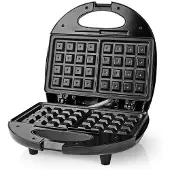 Nedis KAWP200BK, 2 gofres/waffles, Rectangular, , Plateado, Aluminio, Plástico, Potencia, 750 W