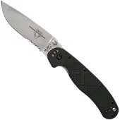 Ontario Navaja RAT-1, negro/satin, hoja dentada