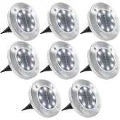 vidaXL : Juego de 8 luces solares para jardín, LED, luz blanca