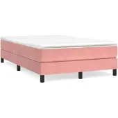 vidaXL Cama con somier y colchón rosa , 120x200 cm, tapizada en terciopelo