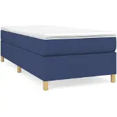 vidaXL Cama con somier y colchón azul, 100x200 cm, tapizada en tela