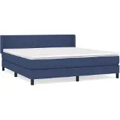 vidaXL Cama con somier y colchón azul , 180x200 cm, tapizada en tela