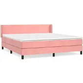vidaXL Cama con somier y colchón rosa , 180x200 cm, tapizada en terciopelo