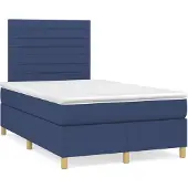 vidaXL Cama con somier y colchón azul , 120x200 cm, tapizada en tela