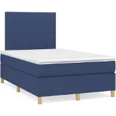 vidaXL Cama con somier y colchón azul , 120x200 cm, tapizada en tela