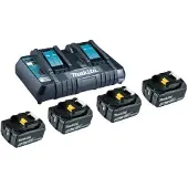 Makita Makit Kit Li 18V - 4x Baterías BL1850B 5,0Ah + Cargador Doble DC18RD ( 199483-0 )