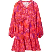 Desigual , Vestido estampado flores, Viscosa, Rojo, 5/6