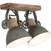Steinhauer Downlight Gearwood, verde, 2 luces, metal, madera, E27