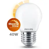 Philips Bombilla LED E27 WarmGlow bola mate luz cálida (3,4W)