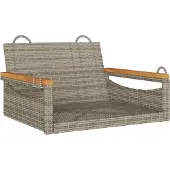 vidaXL Silla colgante gris de , 63x62x40 cm, fabricada en polirratán