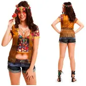 MOM Disfraz De Mujer Hippie Con Camiseta