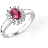 Smart Jewel Anillo rosa oscuro / plata / blanco