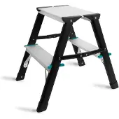 Vonroc Escalera doble lado - 2 peldaños - antideslizante | Capacidad máxima 150kg