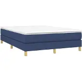 vidaXL Cama con somier y colchón azul , 140x190 cm, tapizada en tela