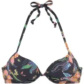 LASCANA Top de bikini 'Malia' azul oscuro / antracita / verde claro / naranja