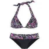 LASCANA Top de bikini verde / lila / rosa claro / negro