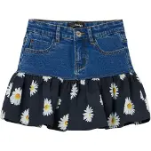 Desigual , Minifalda vaquera volante margaritas, Azul, 13/14
