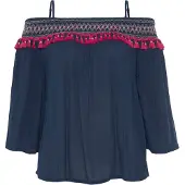 LASCANA Blusa crema / navy / rosa / magenta